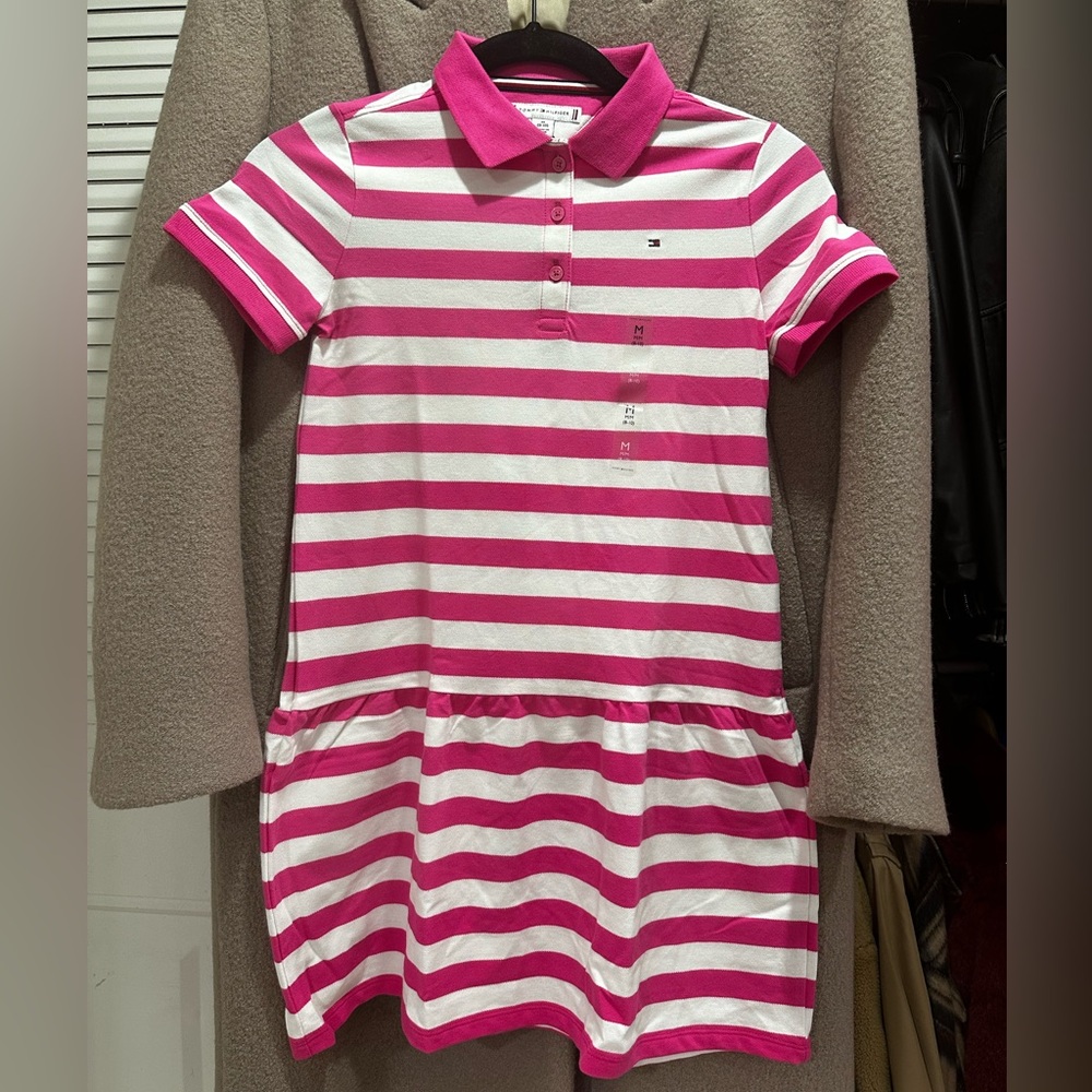 tommyhilfiger pink & white dress size 8/9.